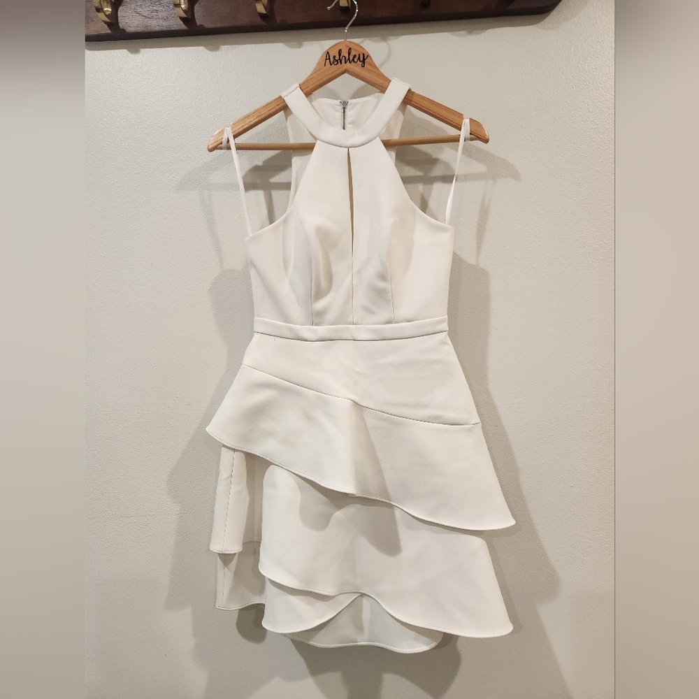 BCBGMaxAzria Ivory Asymmetrical Layered Dress